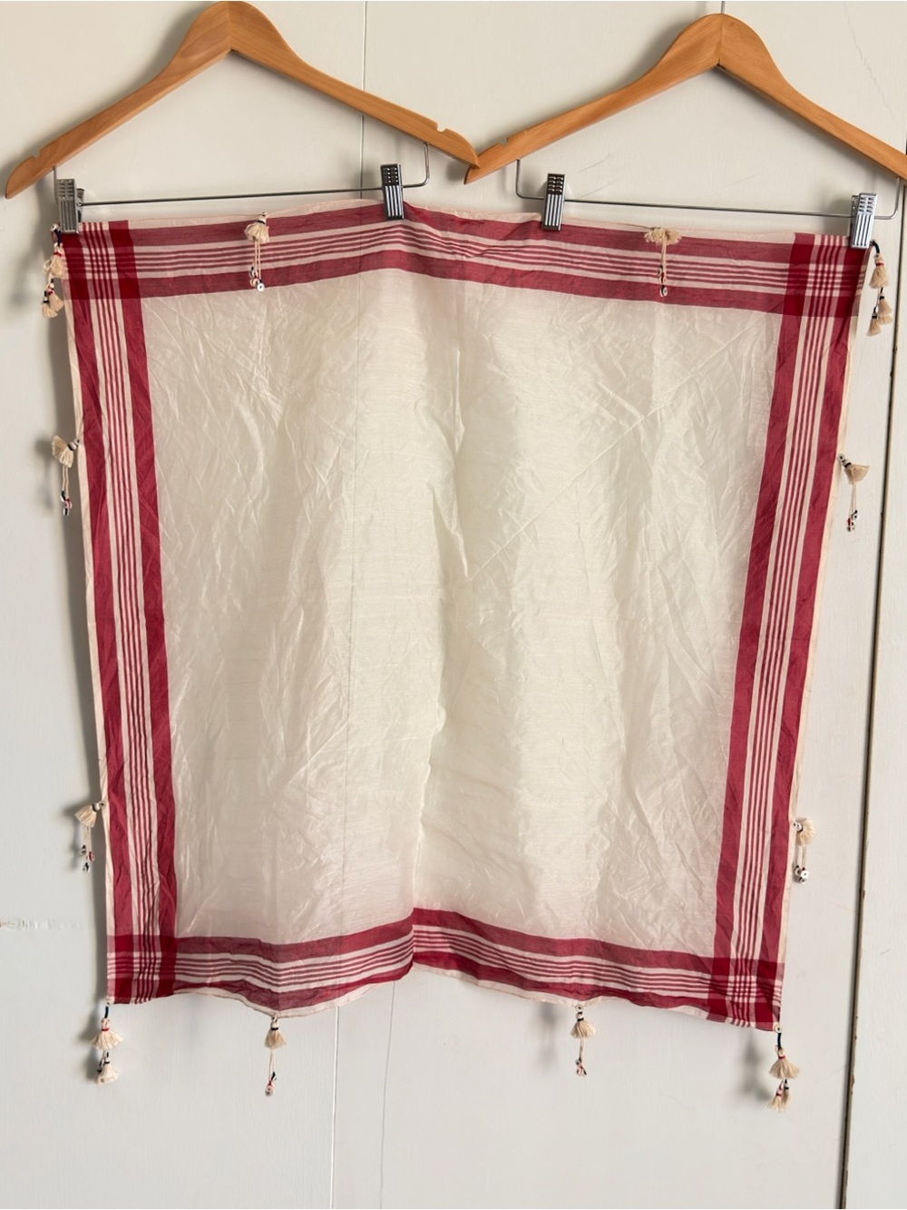 Pero by Aneeth Arora Scarf in 100% Cotton in red and white striped patterns